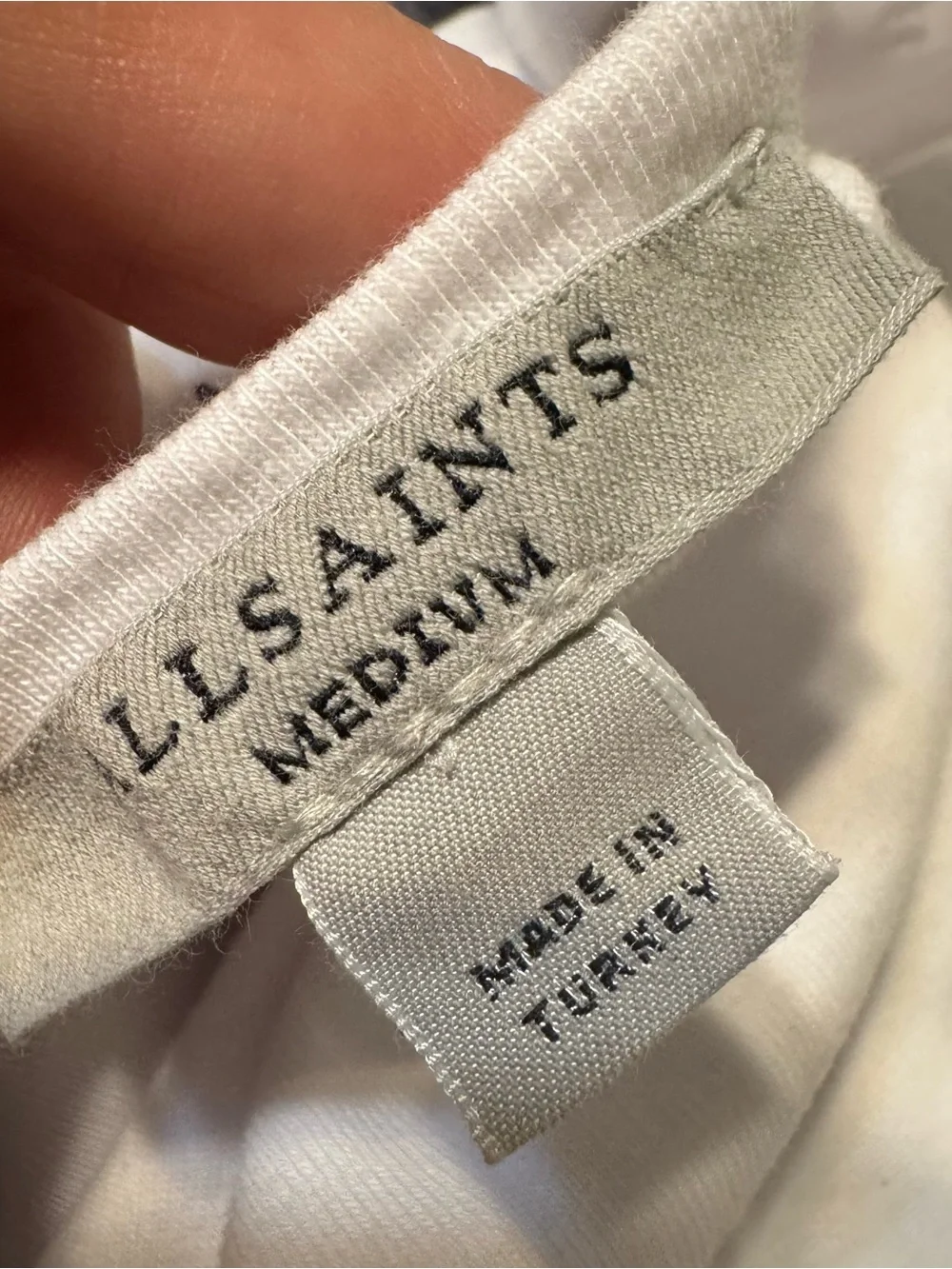AllSaints White Long-Sleeve Crewneck Top 100% cotton - Picture 2 of 4
